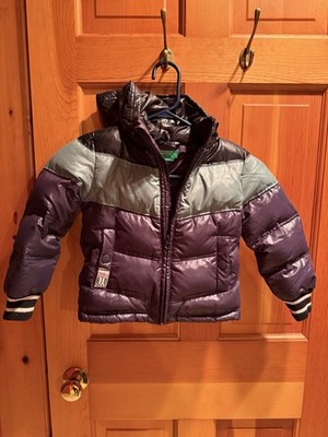 Benetton Kids Puffer Jacket Size 3-4 Colorblock Hooded Coat