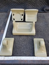 Vintage Sage Green Ceramic Tile Wall Mount MCM 5 Pc Bathroom Set M-106