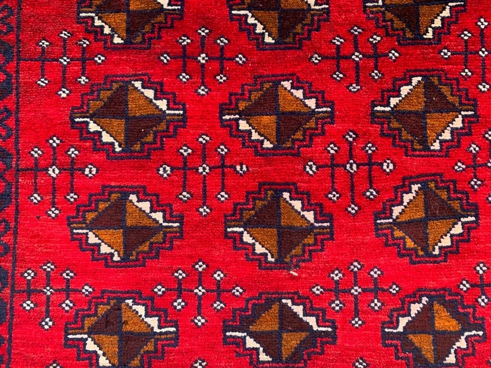 Винтажный афганский ковер ручной работы 3x4 фута для гостиной комнаты бухары спальни килима - Изображение 3 из 4