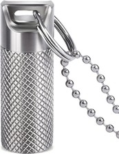 Opret Titanium Pill Container with Keychain  Necklace, Mini, Silver