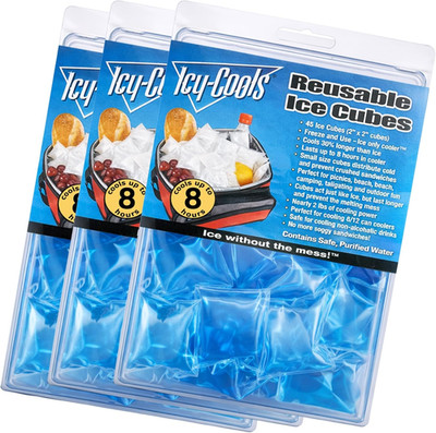 ICY COOLS Reusable Ice Cubes for Drinks, Coolers, and Lunch Boxes  135 Total (3 