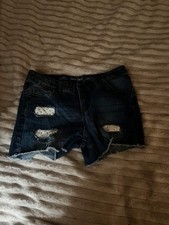 Kids Cat  Jack XL 14/16 Denim Shorts with White Floral Embroidery Elastic Waist