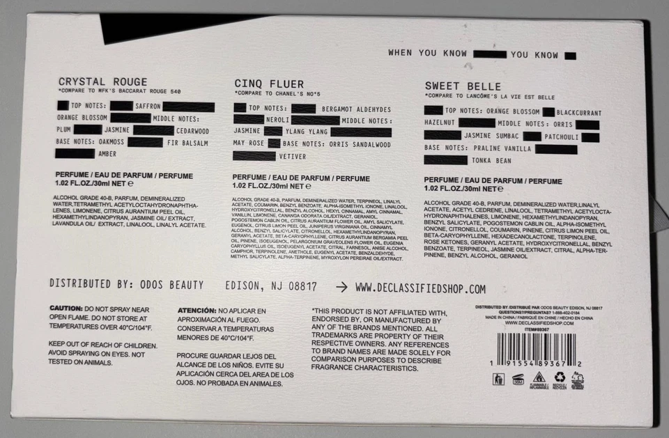Juego de regalo de perfume para mujer DECLASIFICADO - Crystal Rouge, Cinq Fleur, Sweet Belle  Foto 2 de 2