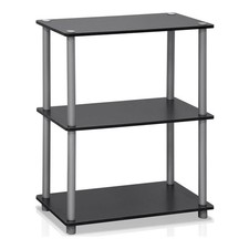 Furinno TURN-N-TUBE Wood 3-Tier Compact Shelf Display Rack in Black/Gray