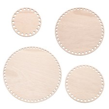 4"/6"/8"/10" Dia 4 Pcs Round Crochet Basket Bottom, Brown