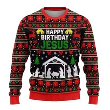 Happy Birthday Jesus Nativity Scene Ugly Christmas Sweater