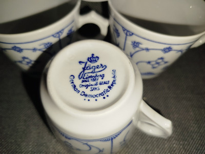 Jäger DDR Blau Saks Indisch Blau   5  Kaffeetassen / Obertassen