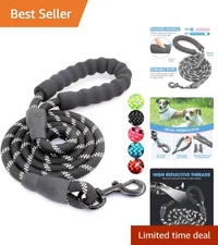 Durable 5FT Dog Leash with Padded Handle - Perfect for Night Walks and Training