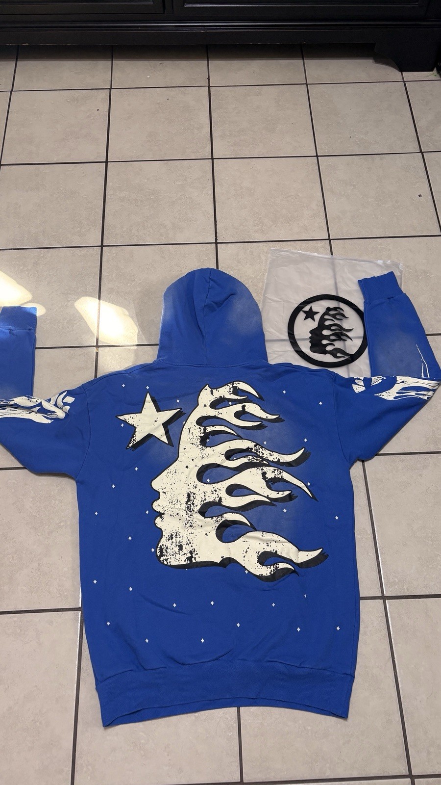 Hellstar Blue Graphic Flames Pullover Hoodie - image 2
