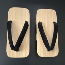 Japanese Handmade Wooden Geta Sandals with Black Straps 9 in long