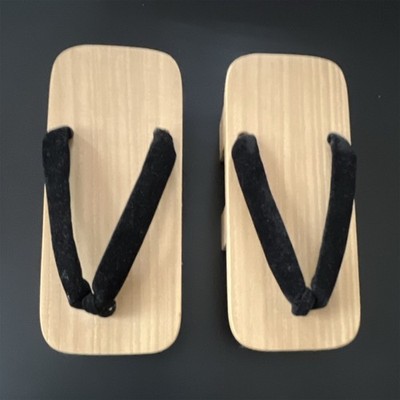 Japanese Handmade Wooden Geta Sandals with Black Straps 9 in long