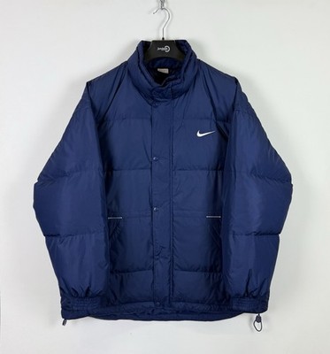 Vintage Nike Down Puffer Full Zip Jacket Men s Size XXL Blue Top Swoosh Logo