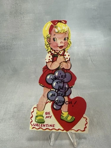Vtg 50’s  Valentine Grapes Fruit “ Your The Best In The Bunch! Be My Valentine!