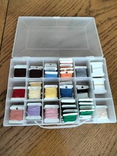Big Mixed Lot of Cross-Stitch Thread, Case, Hoops, Patterns, Aida  Waste Fabric