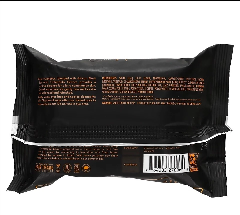 Jabón negro africano, toallitas faciales clarificantes, 30 toallitas limpiadoras Foto 2 de 3
