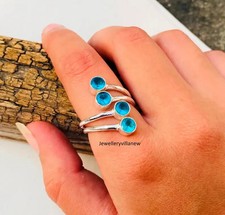 Blue Topaz Sterling Silver Ring - November Birthstone All Size