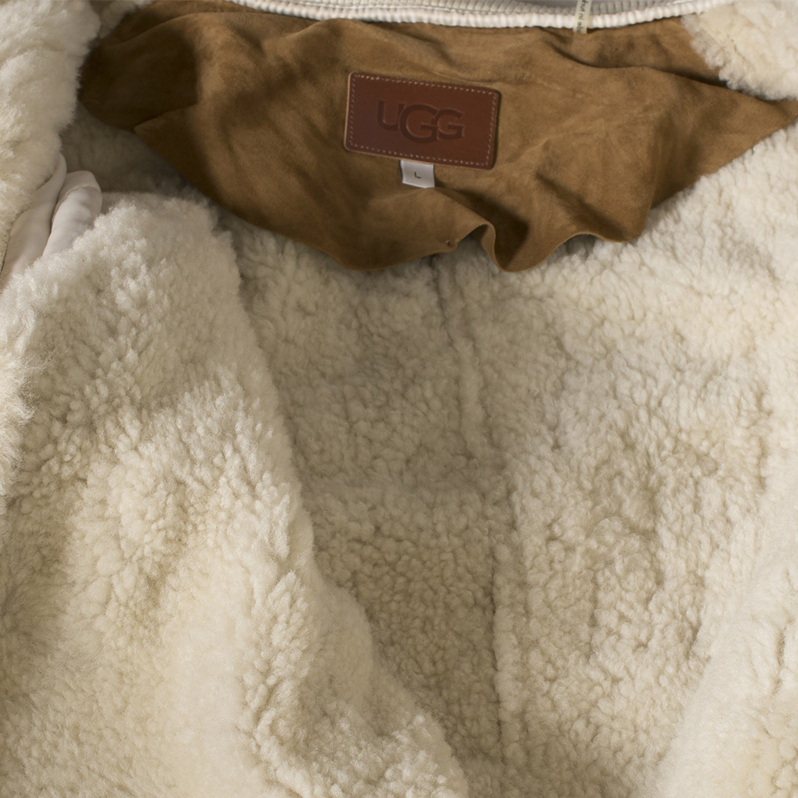 UGG SHEARLING BOMBER CHESTNUT SHEEPSKIN LEATHER WOMEN'S JACKET SIZE L NEW image 7