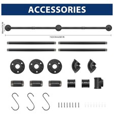 Industrial Pipe Towel Bar Holder 60 Inch, Black