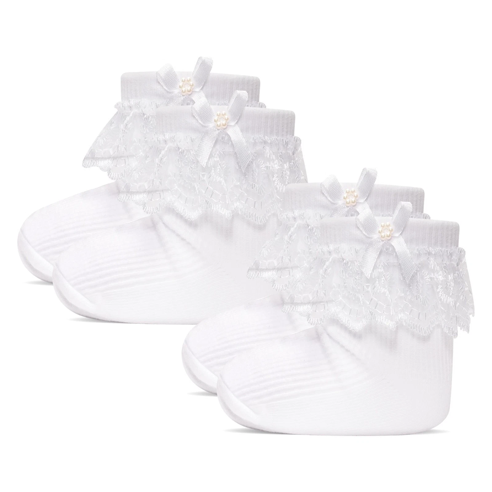 A2Z 4 Kids 2 Pack Baby Girls Infant Toddler Lace Frilly Bow Socks Newborn socks
Opens in a new windo