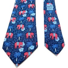 Hermes Necktie Elephant Rare Navy Classic Used