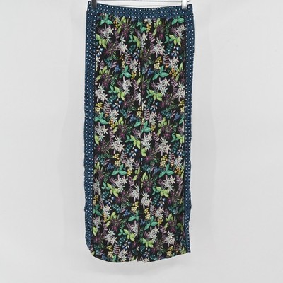 Anthropologie Ett Twa Floral Wide Leg Pants Womens Size XS Black Tropical Boho