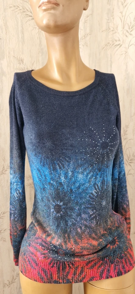 DESIGUAL  pull femme  taille XS,en Bleu Dégradé Parfait état  - Photo 3/4