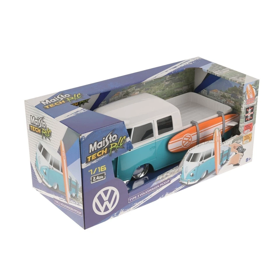 VW Type 2 Bus Double Cab Pick Up with Surfboard 1:16 Scale Remote Control RC - Image 4 of 4
