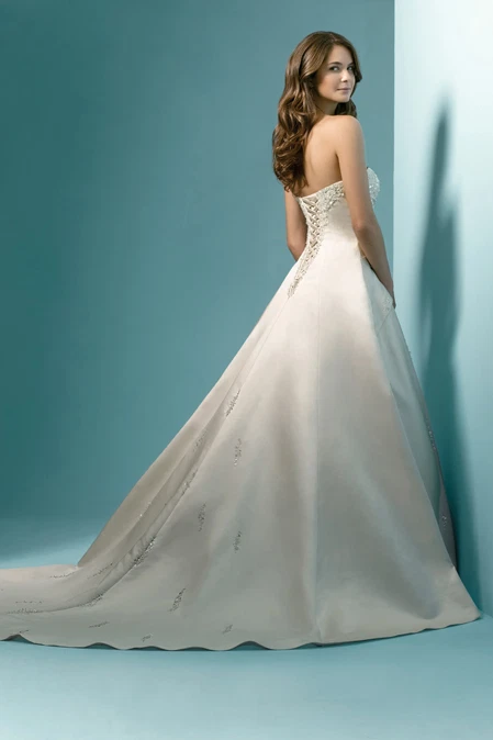 UK Stock Beading Satin Wedding Dress Size 8 10 12 14 16 18 20 22 Custom Made - Image 2 of 4