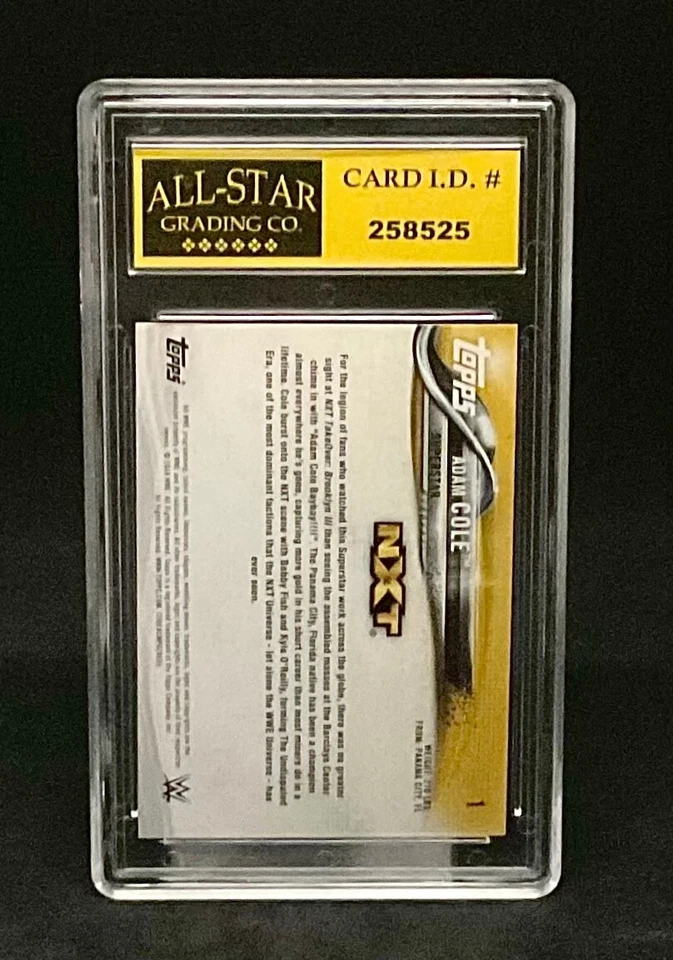 2018 Topps WWE #1 Adam Cole RC 1st NXT Rookie Card - AEW (Graded ASG 10) - Image 2 of 2