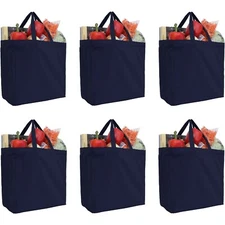 Bulk Packs Large Cotton Canvas Tote Bags - 2 Sizes - Reusable - Heavy Wt Fabric