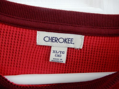 Cherokee Long Sleeves Tee Shirt Mens XL 16 Red Plaid - Picture 6 of 9