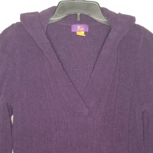 SO JENNI Girls Sweater Hoodie Size XL Purple Plum V-Neck Front Pocket L/S - Picture 2 of 7