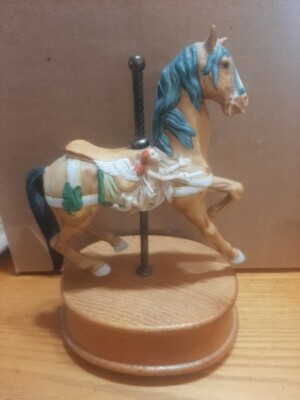 Carousel Porcelain Horse Music Box by Willitts Melodies with Angel Wings