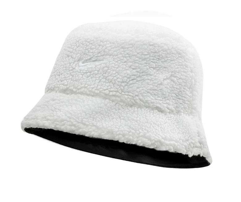 Nike Sherpa Reversible Bucket Hat (3165) Black White Winter Warm Fleece Cap