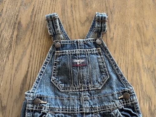 OSH KOSH B'GOSH 1 PC DENIM BIB OVERALL SLIDE STRAPS SZ 18 MO Gently Worn - Picture 2 of 6