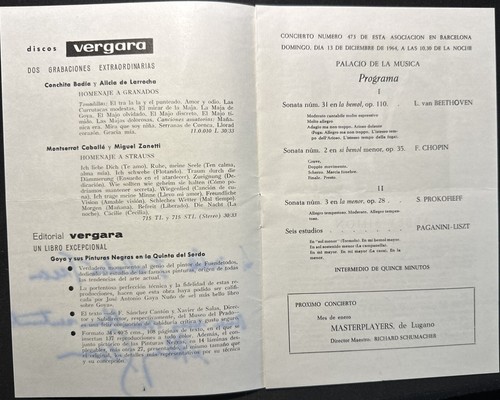 SIGNED Abbey Simon Barcelona December 1964 Program JSA COA VG+EX RARE - Picture 2 of 6