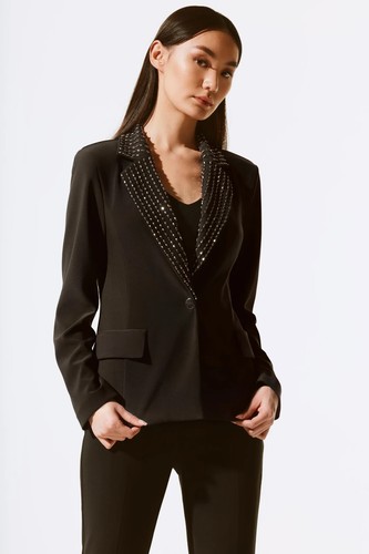 Joseph Ribkof Black Jacket With Beaded Collar 243731 Size UK 14 RRP £365.00 - Picture 4 of 7