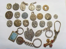 23 antique vintage catholic faith religious items junk drawer lot fv1823
