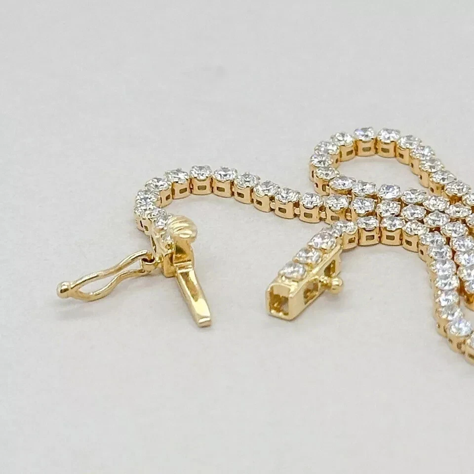 Brazalete Tenis Corte Redondo IJ/SI Diamante Natural Verificado GIA Oro Amarillo 14K Foto 3 de 4