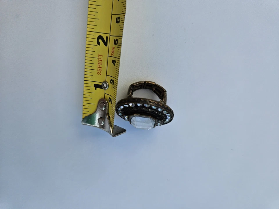 Anillo Vintage Tono Bronce Circonita Cristal Gigante Cóctel Talla Única Para Todos Foto 4 de 4