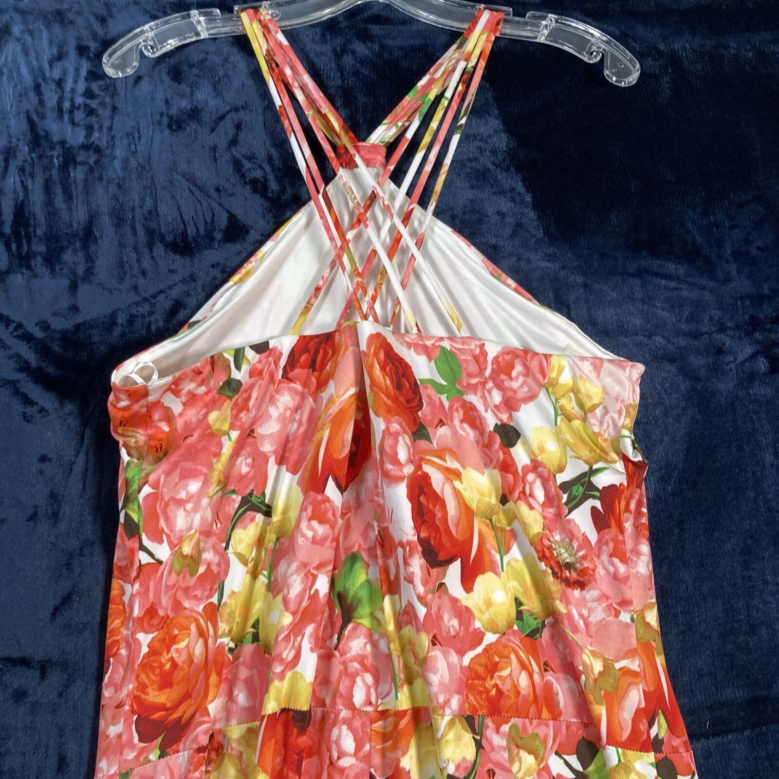 VALENTINO NWT Cache Women's Floral Halter Satin Dress Size XL