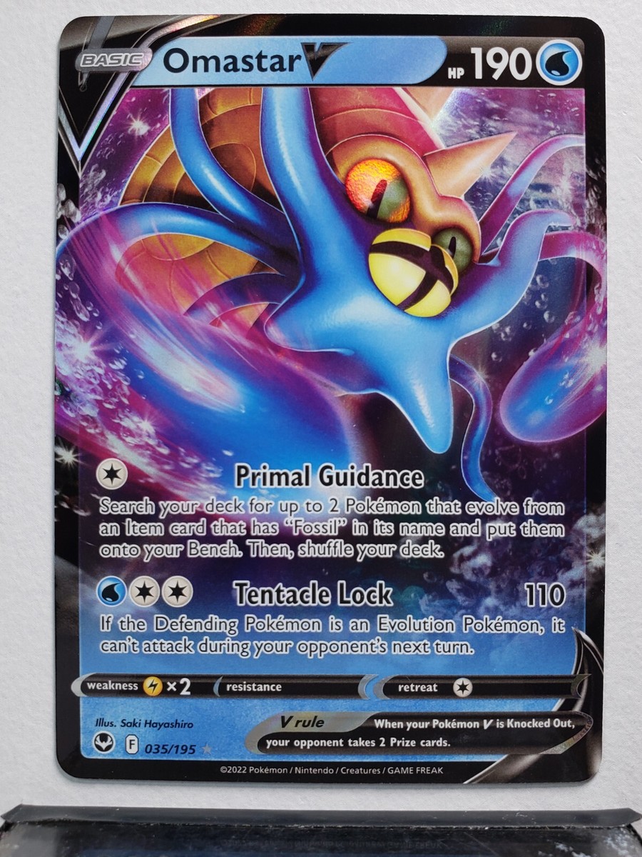 HOLO Omastar V 035/195 NM / M - Silver Tempest Pokemon Card $2