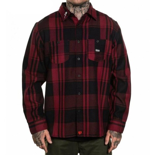 Sullen Art Collective Valentine Flannel Button Up Long Sleeve Shirt Tattoo - Picture 7 of 11