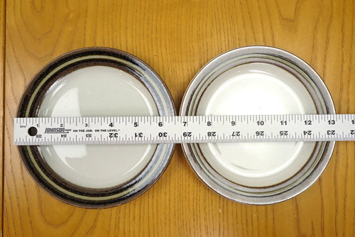 Arabia Finland Plates x2 Karelia Bread Butter Vintage MCM Brown Band Cake 6.75" - Picture 3 of 9