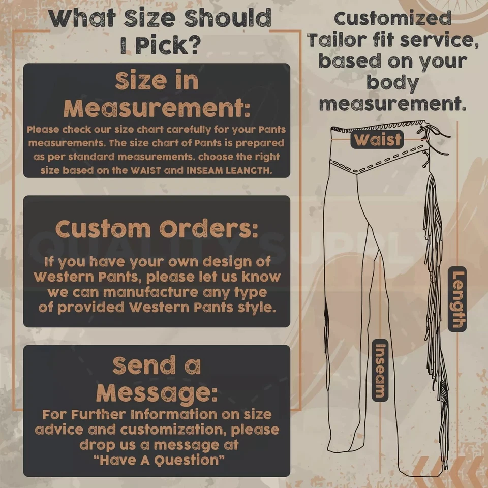 Men's Chap Cowboy Buck Skin Brown Suede Leather Horse Riding Western Style Chaps - Image 2 of 4