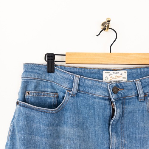 Fat Face Hope Denim Mini Skirt Size 12 Light Blue Wash Cotton Stretch - Picture 23 of 24