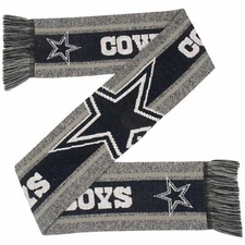 Dallas Cowboys Gray Scarf Knit Winter Neck - Double Sided Big Team Logo New Grey