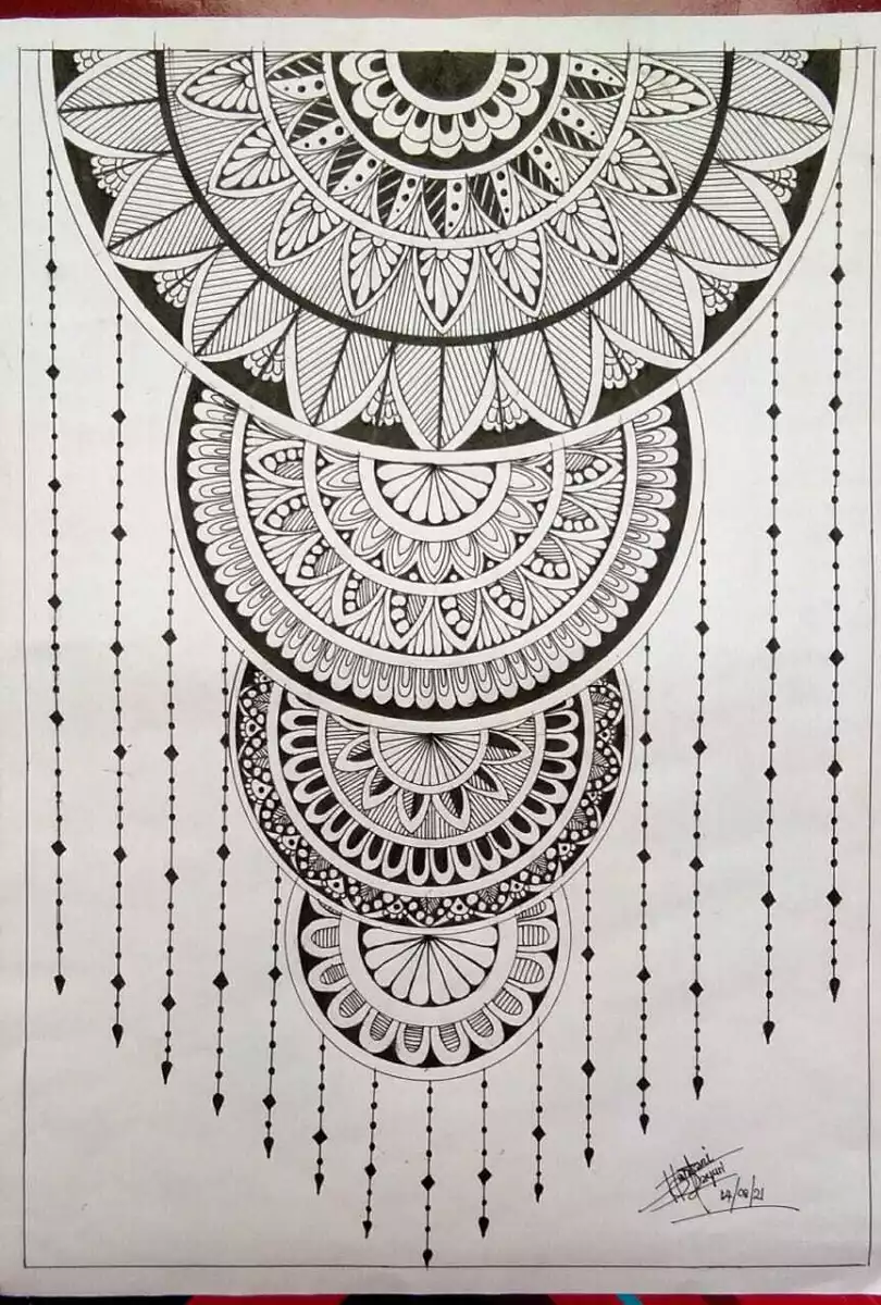 Mandala Art A4 Size Paper Unframed Design Pattern pencil Art Beautifu Wall  Decor