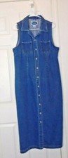 Denim sleeveless button down Dress Womens Classic Blue sz Large