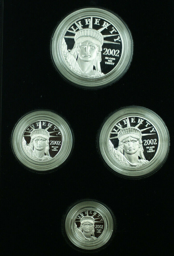 2002 American Eagle Platinum Proof 4 Coin Set in Box w/ COA